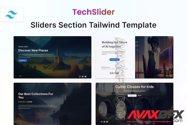 TechSlider - Hero Slider Section Tailwind Template