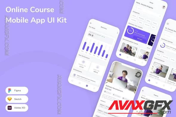 Online Course Mobile App UI Kit A3G453J [FIGMA]