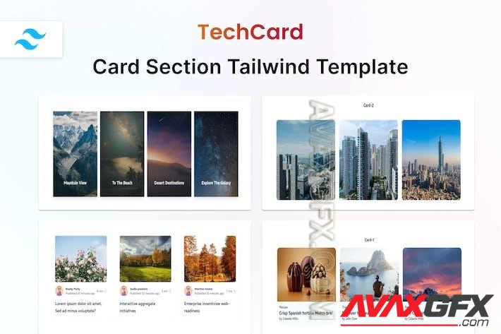TechCard - Tailwind CSS 3 Card HTML Template