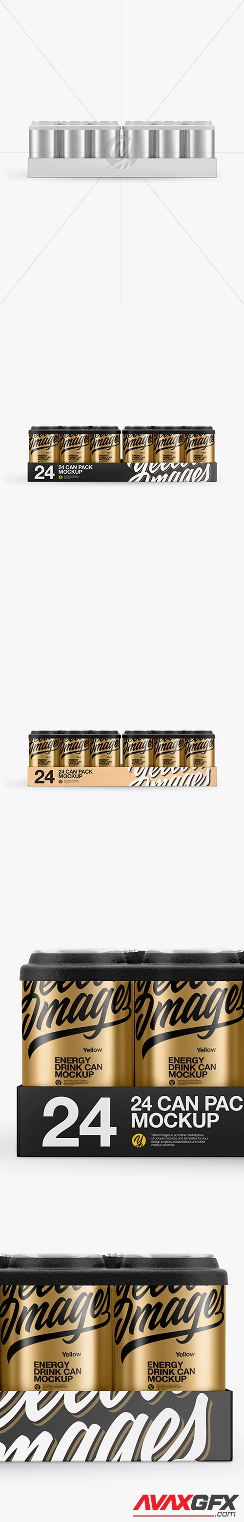Pack with 24 Matte Metallic Cans Mockup 50454