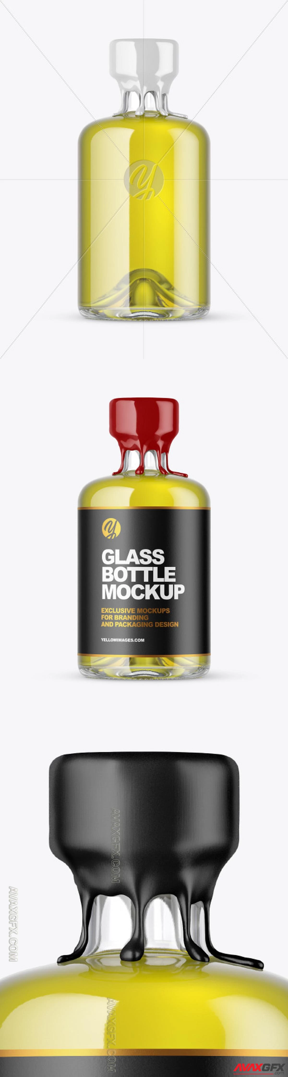 Clear Glass Oil Bottle with Wax Mockup 48731