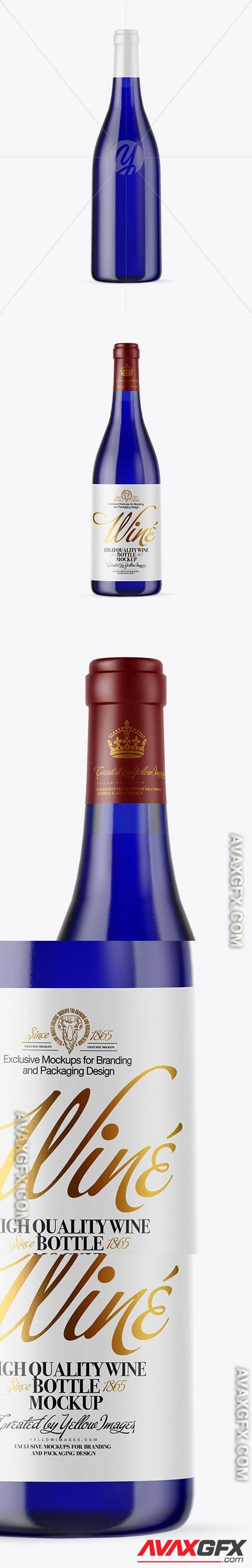 Blue Glass Wine Bottle Mockup 50657