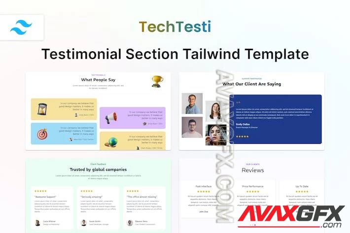 TechTesti - Testimonial Section Tailwind Template