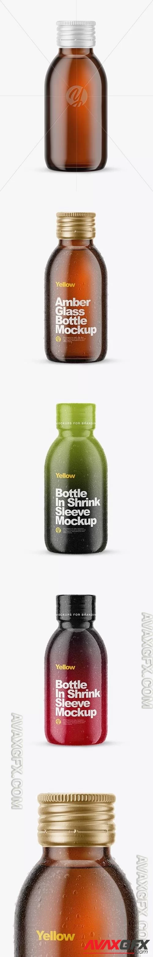 100ml Amber Glass Bottle in Shrink Sleeve Mockup 48198 [TIF]