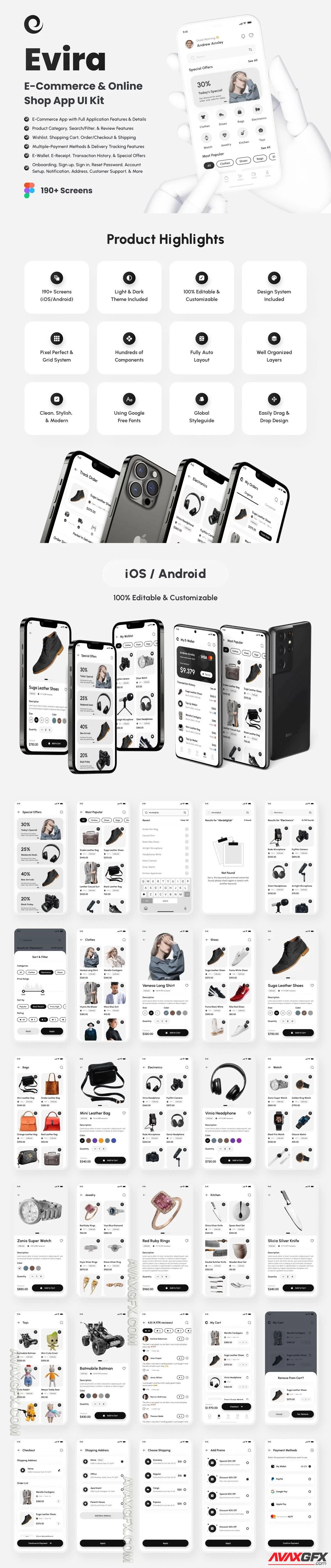 Evira - E-Commerce & Online Shop App UI Kit UI8