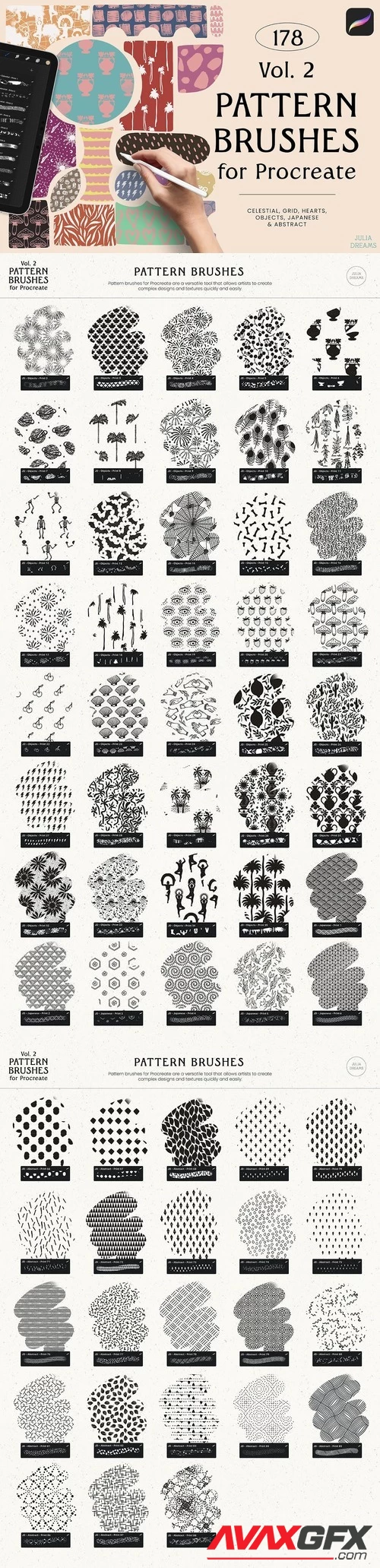 Pattern Brushes for Procreate Vol 2