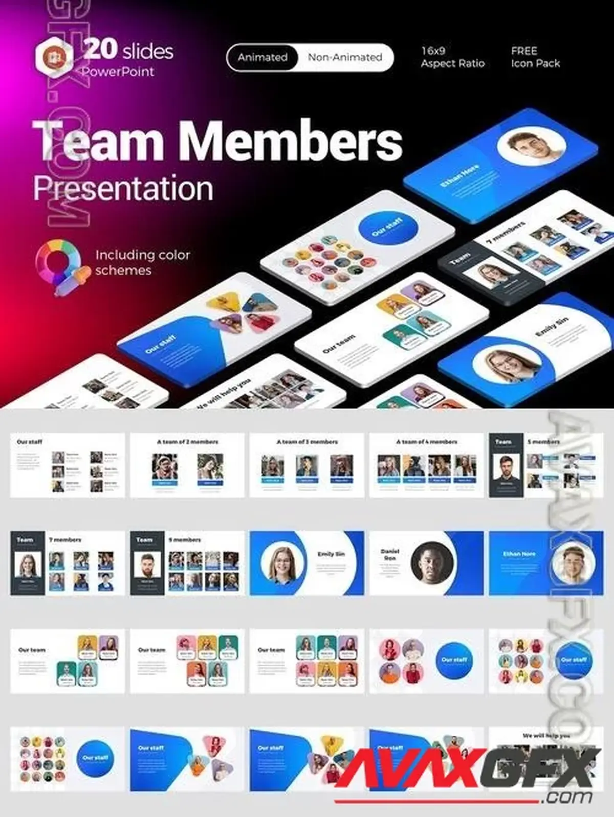 Team Members Creative PowerPoint, Keynote and Google Slides Presentation