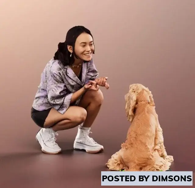 3D Models Asian Woman With Dog