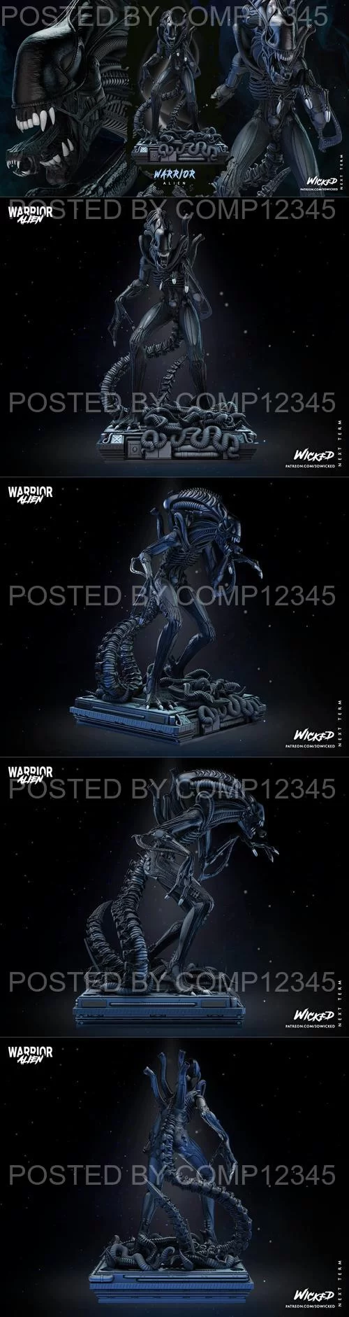 WICKED - Alien Warrior Statue 3D Print