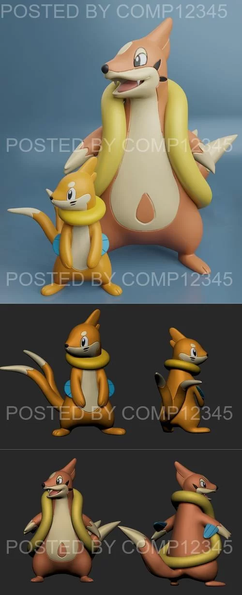 Pokemon - Buizel and Floatzel 3D Print