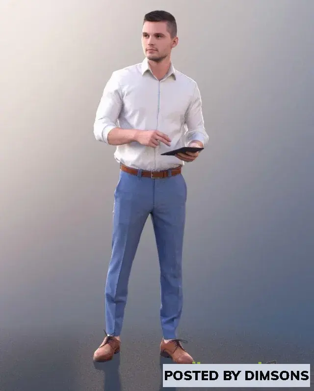 3D Models Business Man Standing With A Tablet