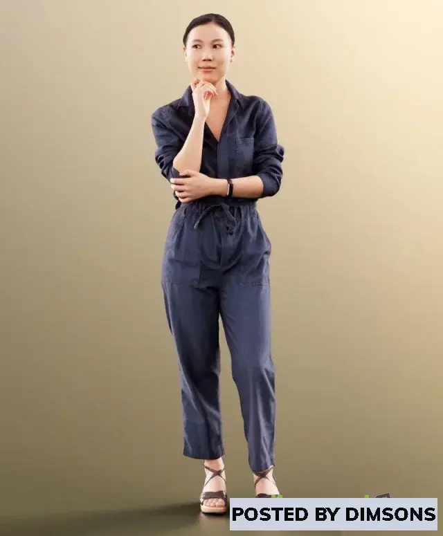 3D Models Businesswoman In Dark Jumpsuit Office