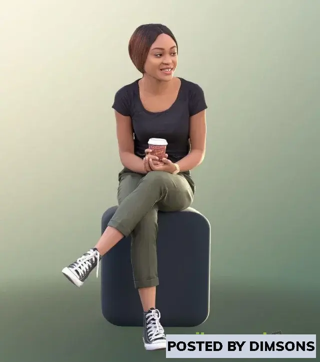 3D Models Casual Woman Sitting With Coffee Cup