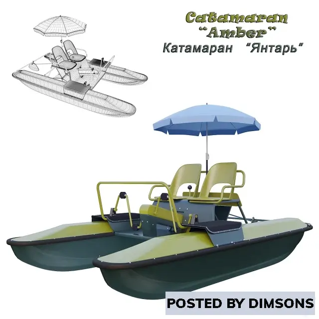 Watercraft Catamaran Yantar (Water bicycle) new - 3D Model