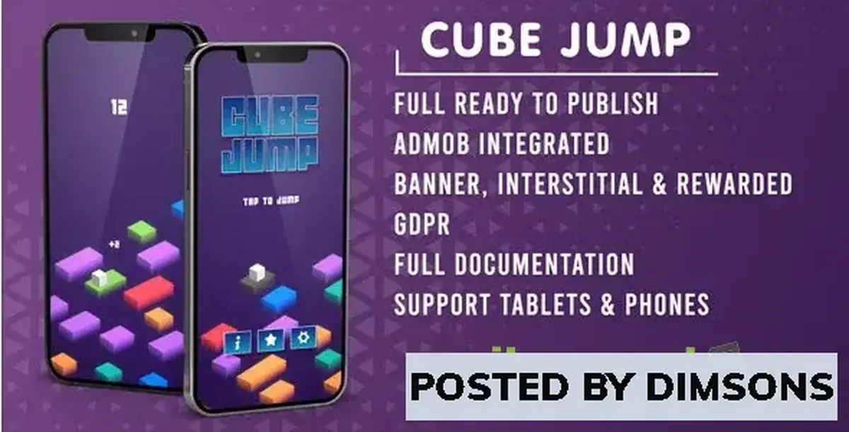 Unity Templates Cube Jump (Admob + GDPR + Unity Engine) v1.1