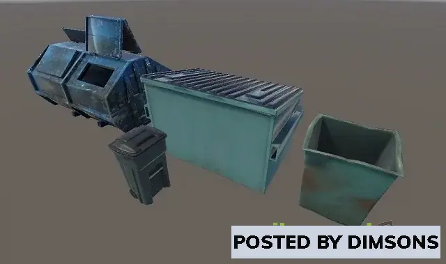 Unity 3D-Models Detailed Trash Containers