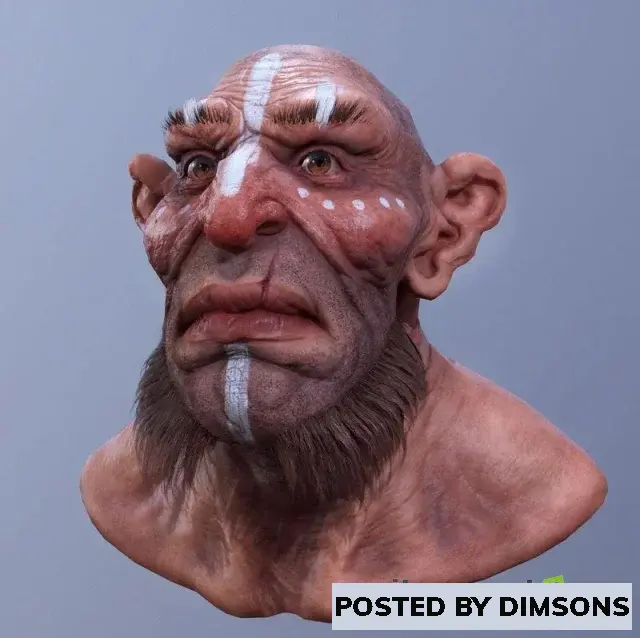 3D Models Dwarf Head Troll Neanderthal