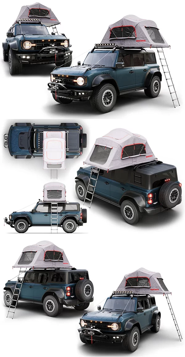 Ford Bronco Raptor Rooftop Tent 3D Model