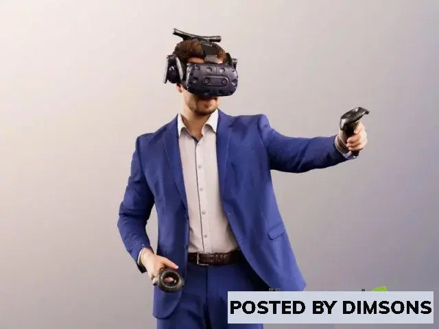 3D Models Man In Blue Suit With VR Headset And Controller