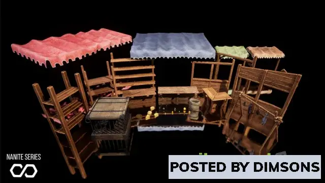 Unreal Engine Props Nanite Medieval Market & Shop Kit - Market Props v5.0-5.2