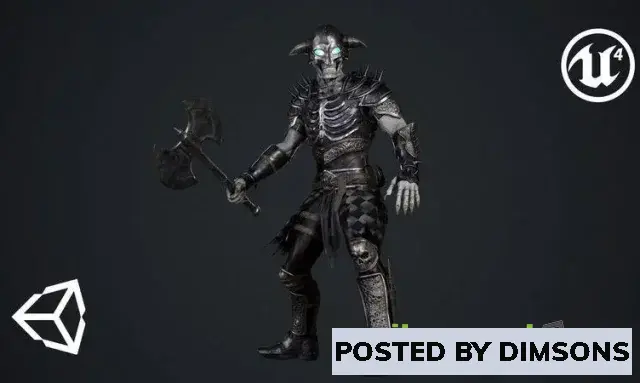 3D Models Skeleton 3 with axe