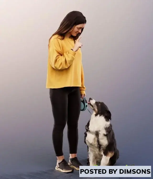 3D Models Standing Casual Girl With Dog