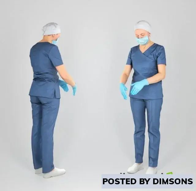 3D Models Surgical Female Doctor in Blue Uniform Working 221