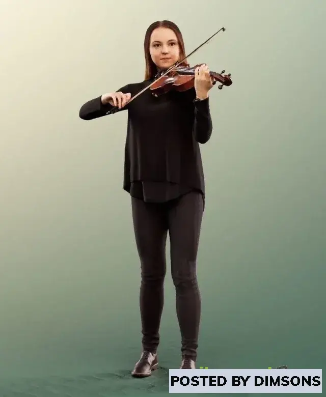 3D Models Young Woman Playing Violin