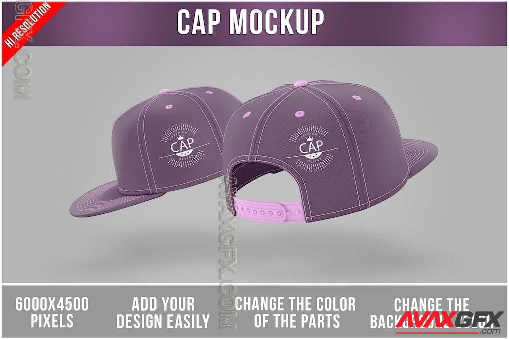 Caps Mockup with Plastic Snap Closure Template