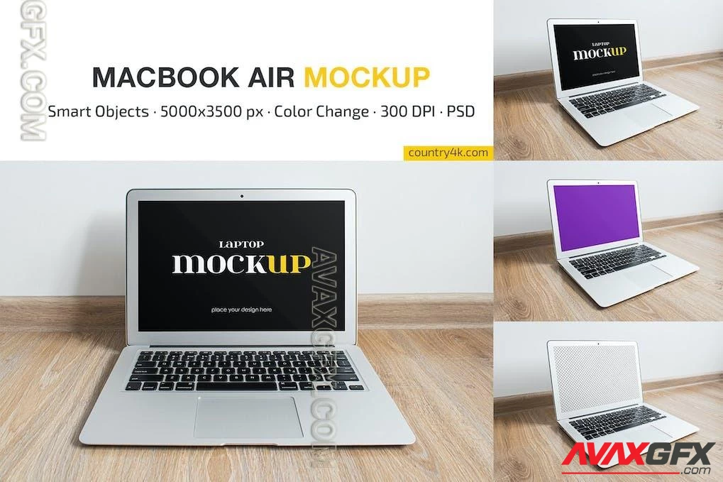 MacBook Air Silver Mockup Set