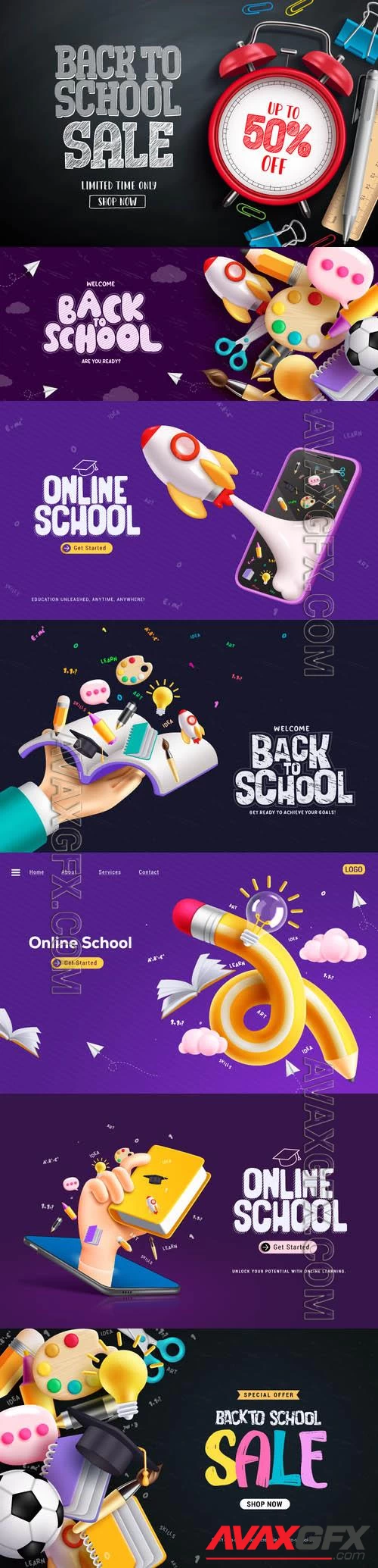 Back to school sale vector set