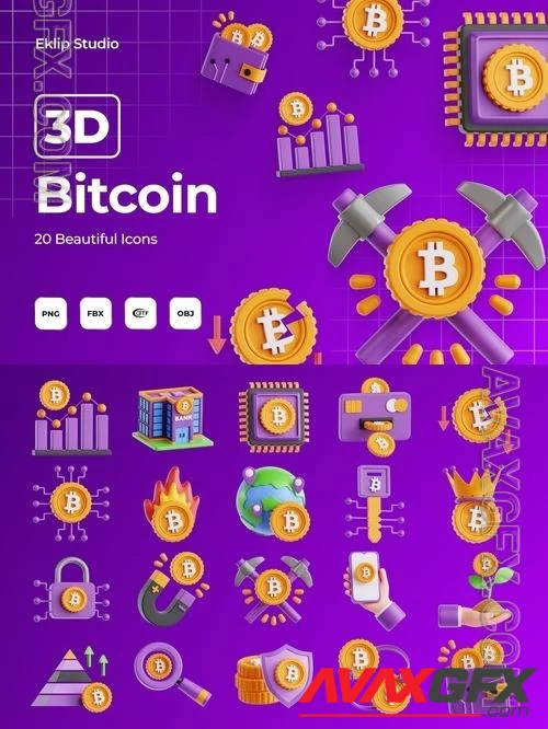 Bitcoin - 3D Icon Set 7MDKTUR