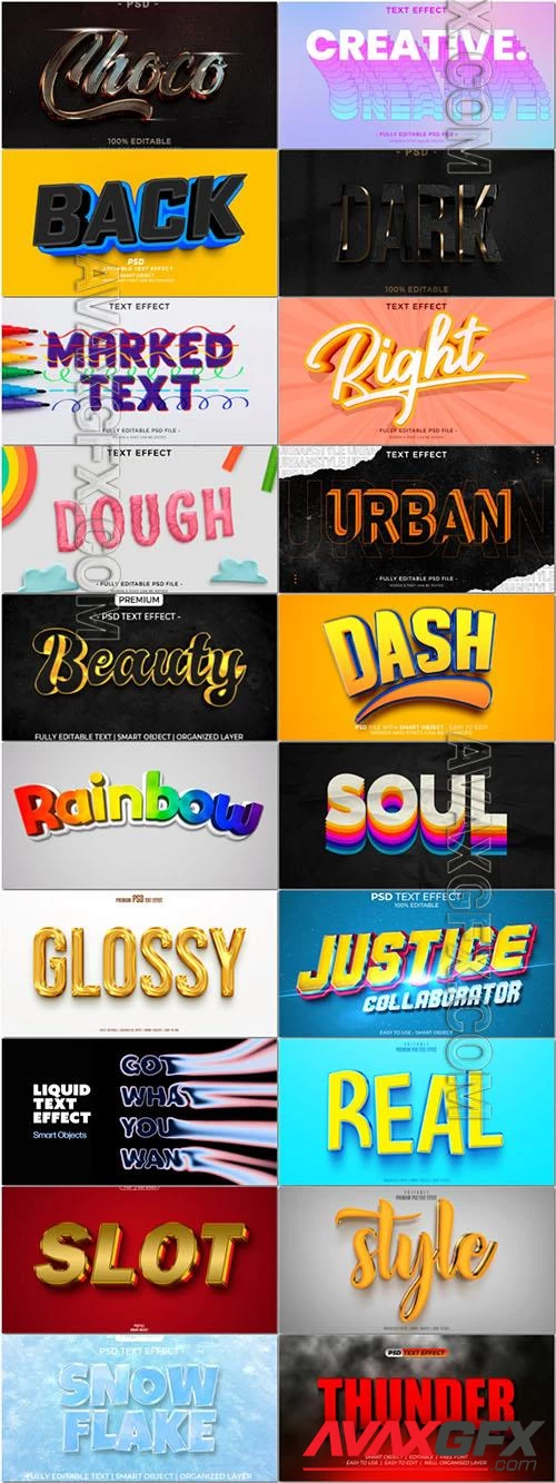 20 Psd style text effect editable set vol 46