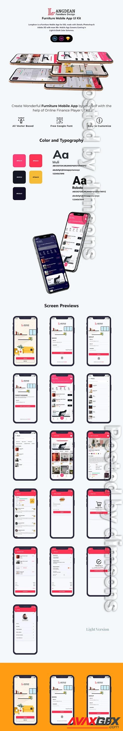 Furniture Mobile App UI Kit (Light & Dark)