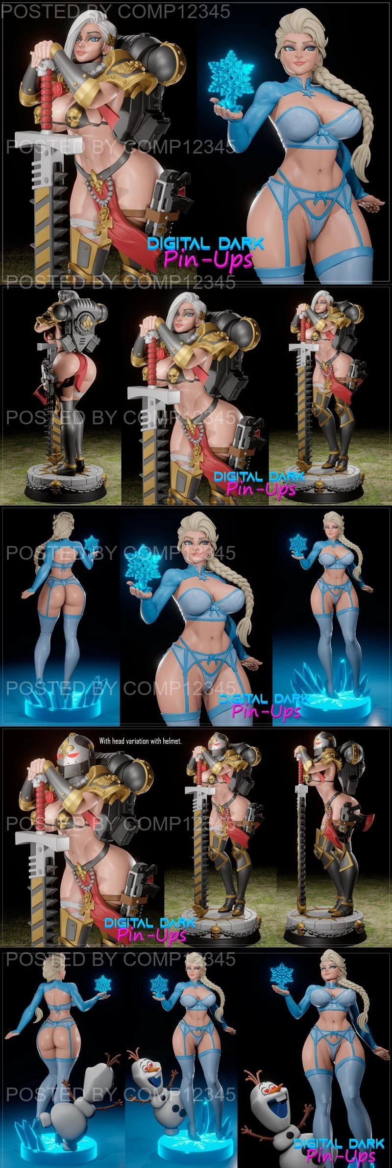 Digital Dark Pin-Ups - Battle Thick and Elsa