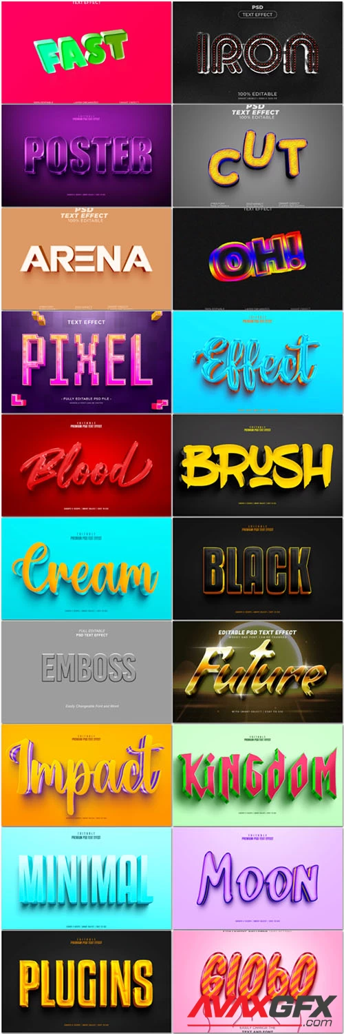 20 Psd style text effect editable set vol 18