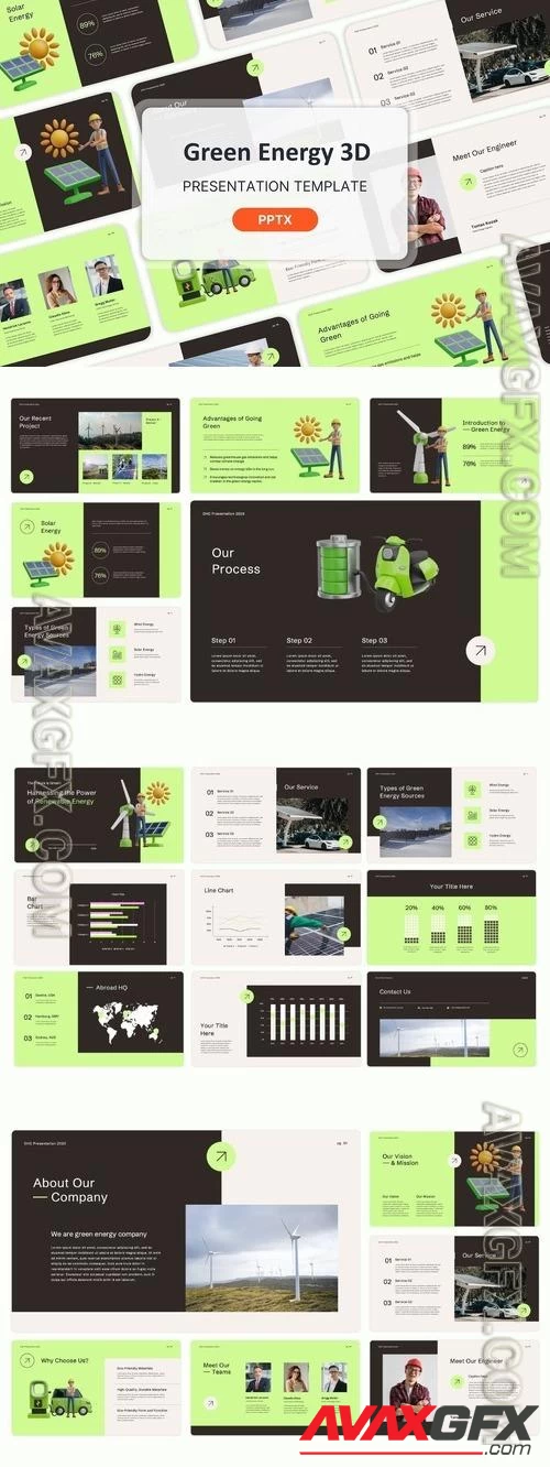 Green Energy 3D - PowerPoint, Keynote and Google Slides Templates