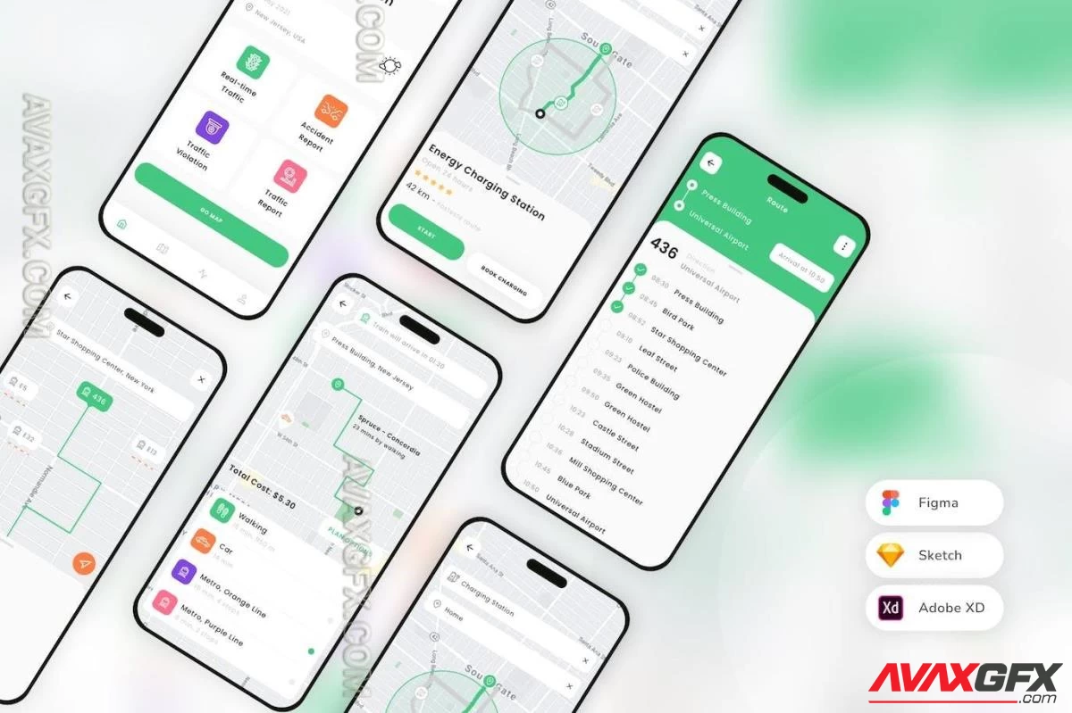 Traffic & Navigation Mobile App UI Kit