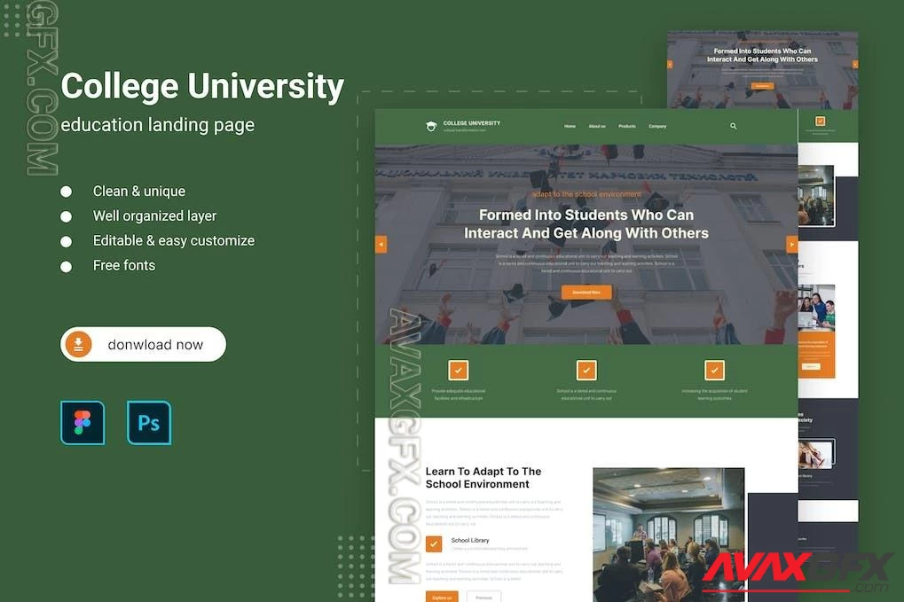 Collage University Portfolio Web template