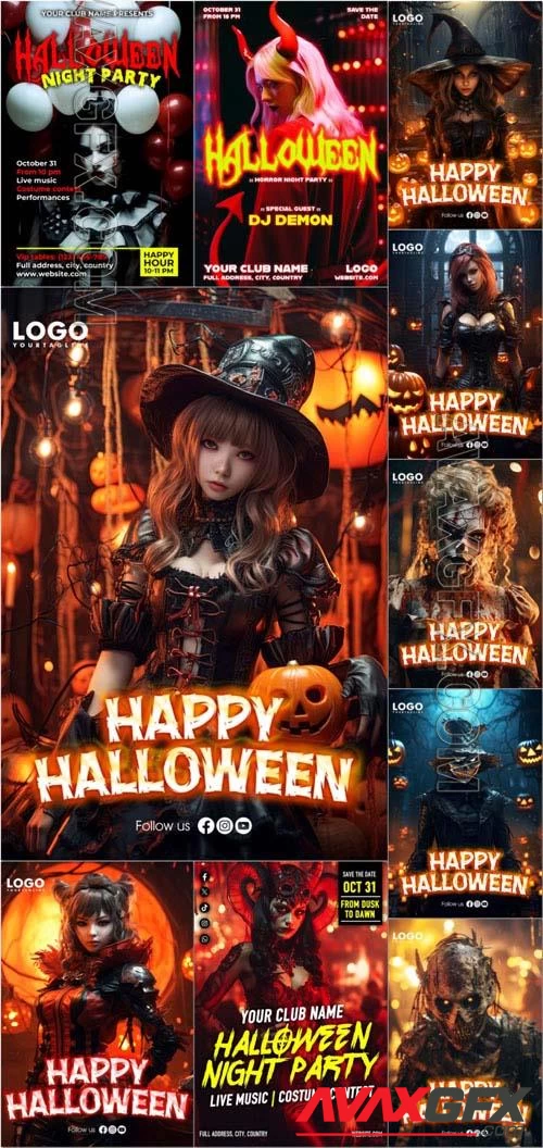 Happy halloween psd poster design vol 3