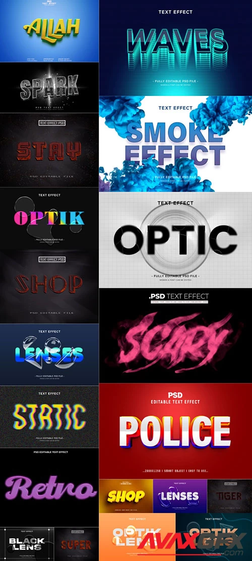 20 Psd style text effect editable set vol 4