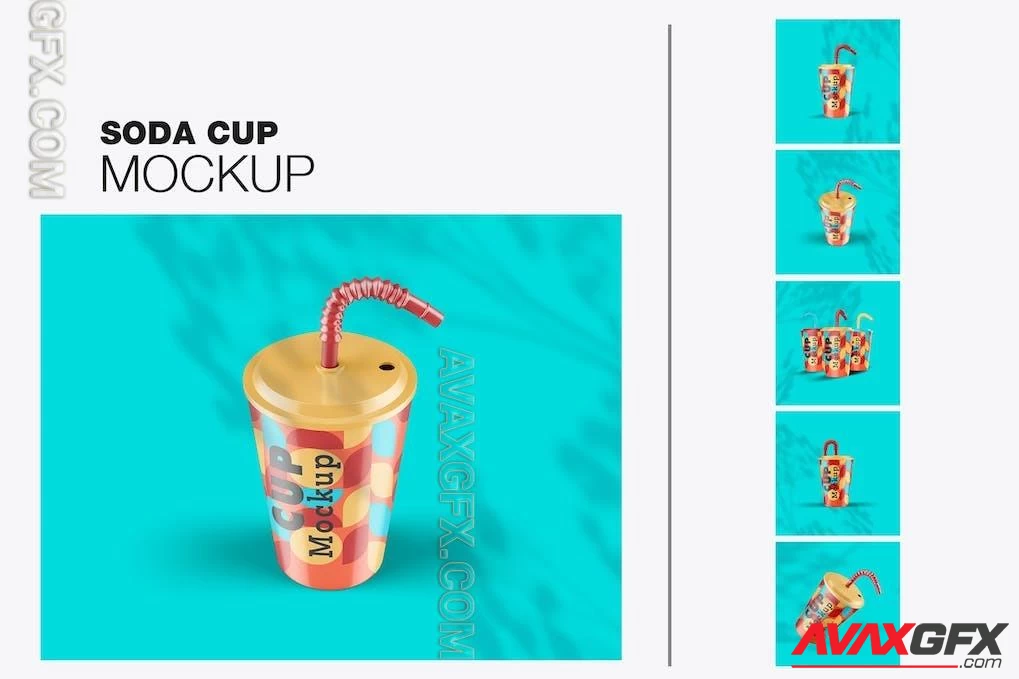 Plastic Cup with Straw Mockup