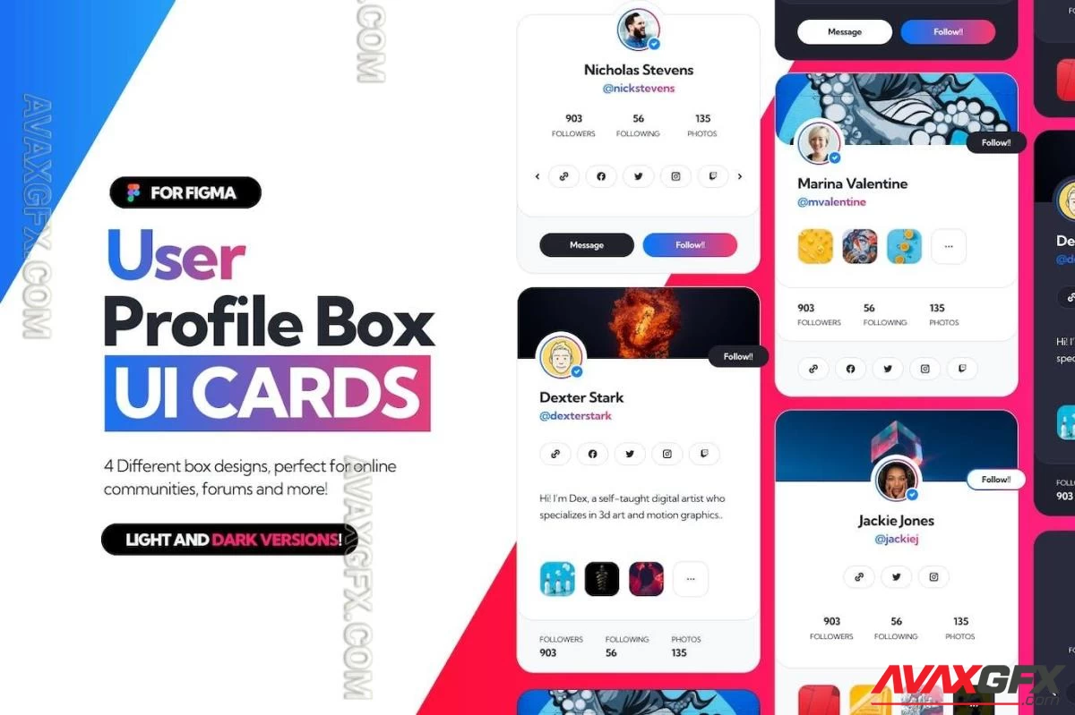 User Profile Box - UI Cards for Figma