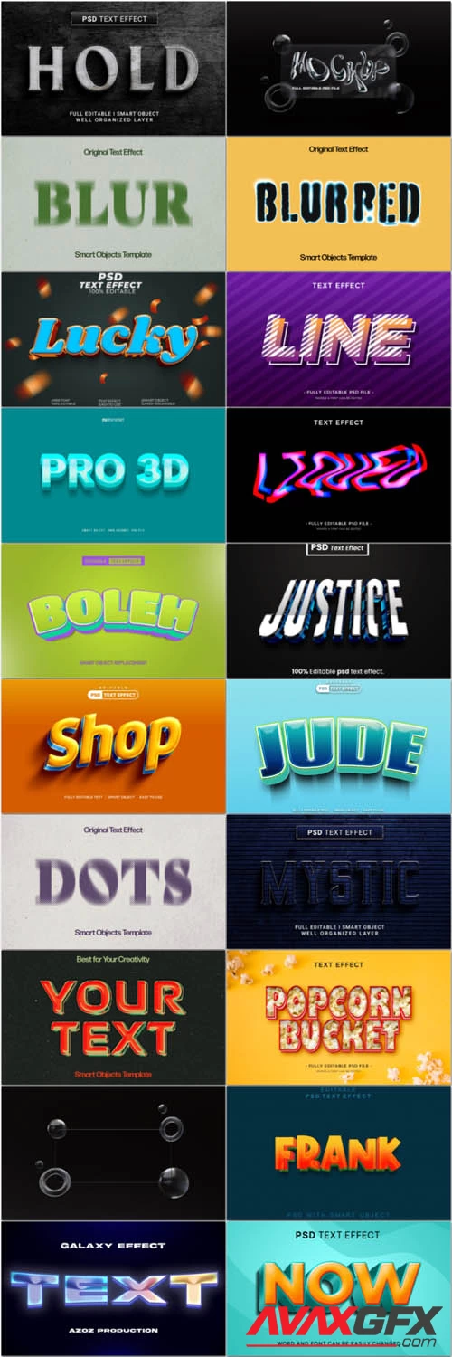 20 Psd style text effect editable set vol 27