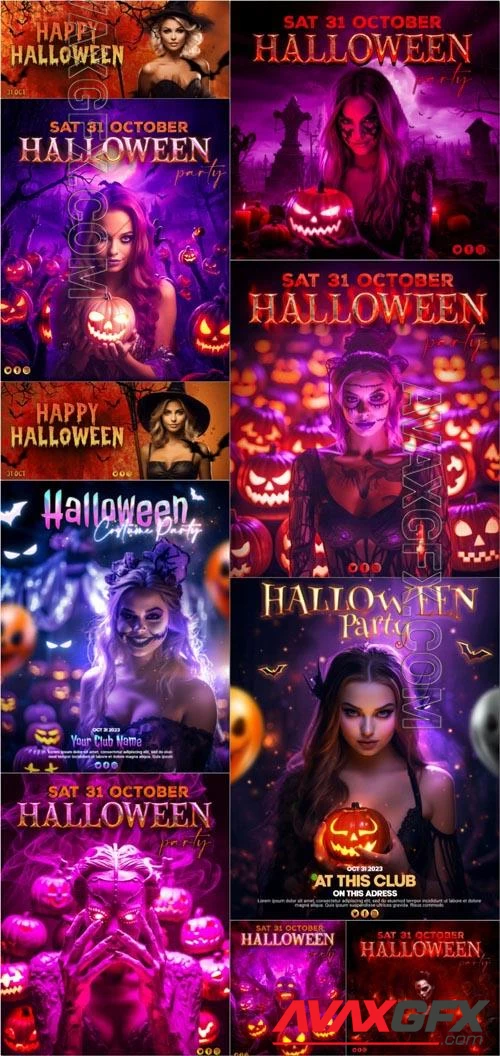 Happy halloween psd poster design vol 4