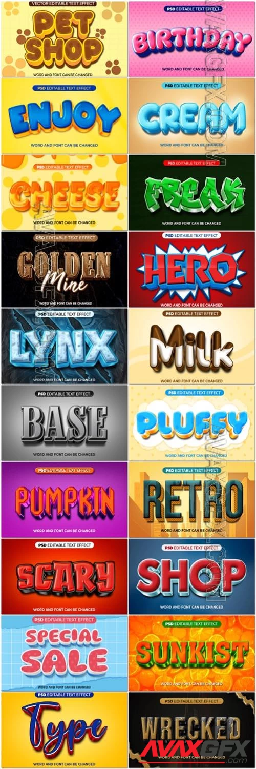 20 Psd style text effect editable set vol 38