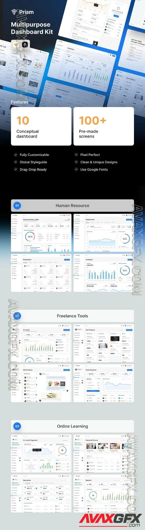 Prism Dashboard UI Kit - UI8