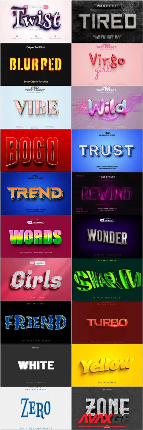 20 Psd style text effect editable set vol 21