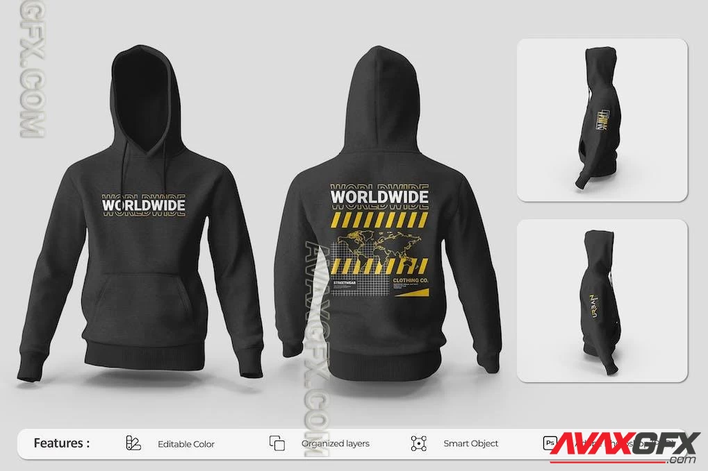 Mens Hoodie Mockup PSD