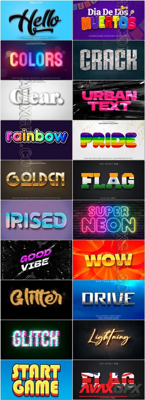 20 Psd style text effect editable set vol 33